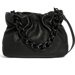 Aimee Convertible Leather Top Handle Bag Black